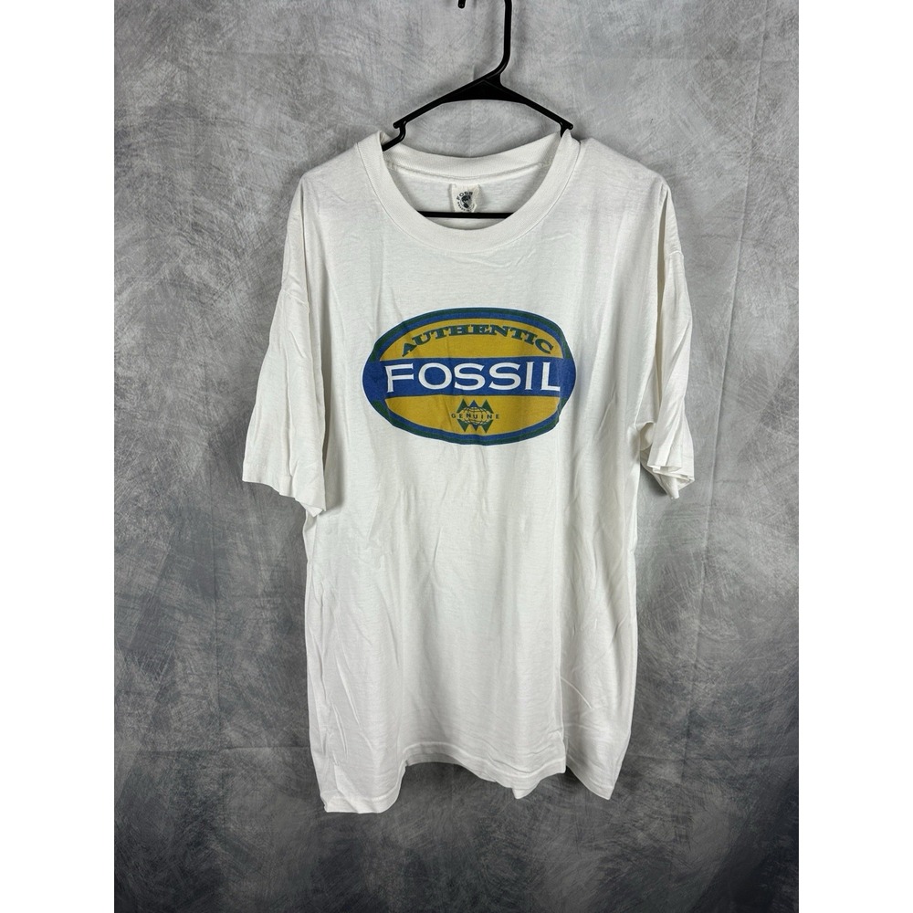 Vintage Fossil  Watch T Shirt Men's XL White Single Stitch Made In USA